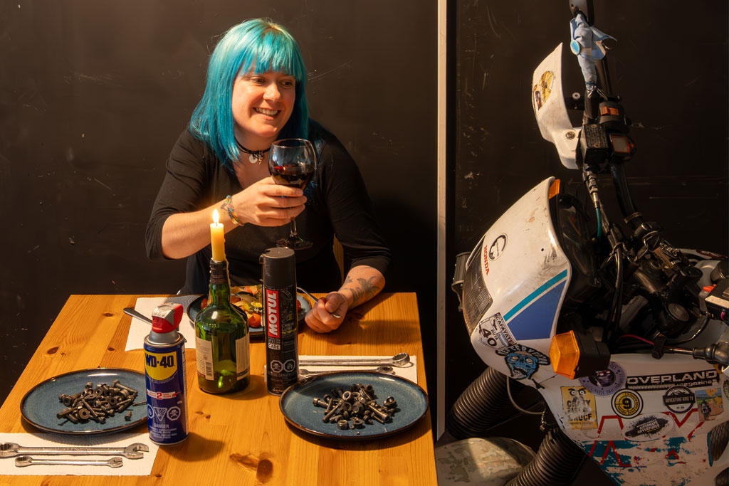 living with your motorcycle in a moto studio