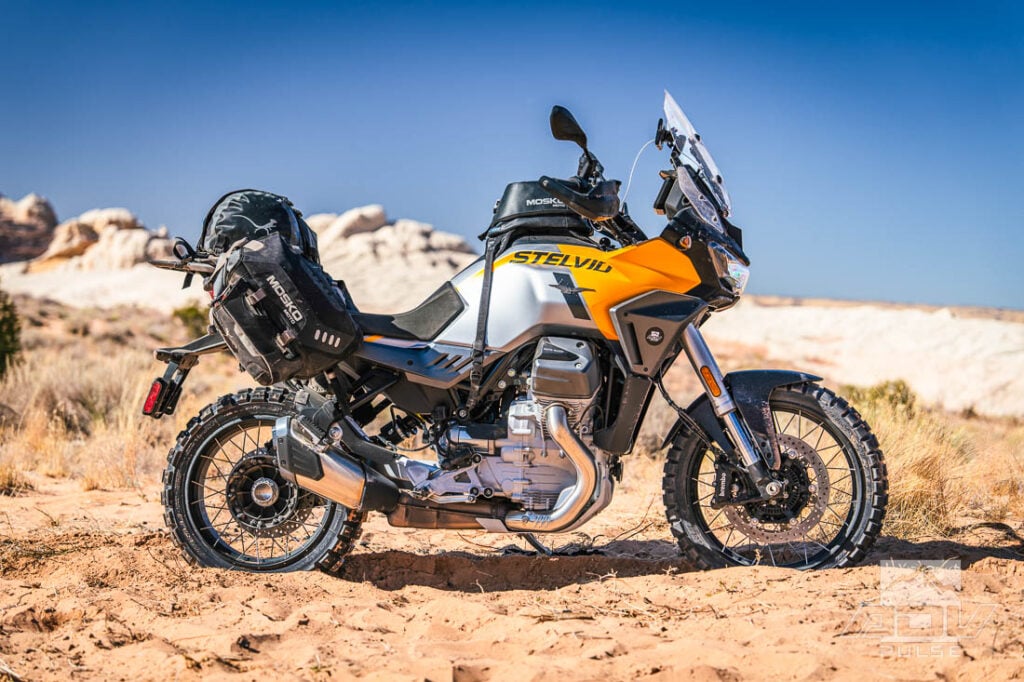 2024 Moto Guzzio Stelvio prepped for adventure.