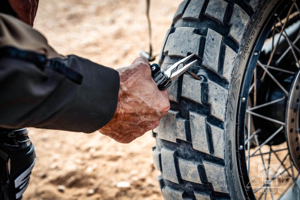 Giant screw causing flat tire on tubeless rim.