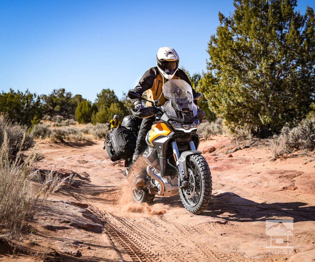 Exploring Vermilion Cliffs on adventure bikes.