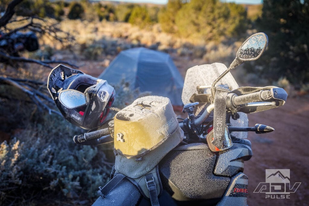 Frosty morning camping in Vermilion Cliffs