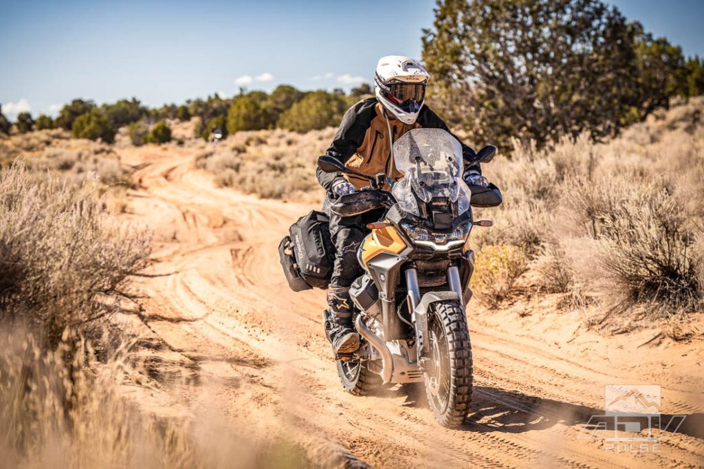 Sandy trails riding motorcycles in the Vermilion Cliffs.